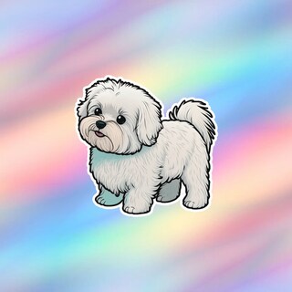 Adesivo Auto 3D Riflettente – Cane Maltese Con Fiocco Rosa, 25cm, Vinile Resistente
