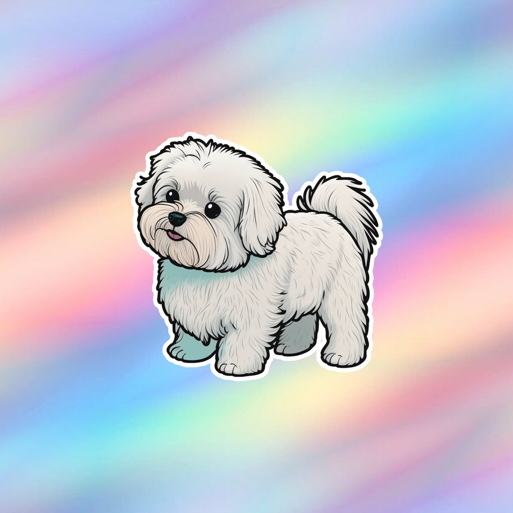 Adesivo Auto 3D Riflettente – Cane Maltese Con Fiocco Rosa, 25cm, Vinile Resistente