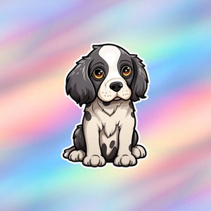 Cute Black And White English Springer Spaniel Sticker Kawaii Black And White English Springer Spaniel Sticker Dog Vinyl Laptop Sticker