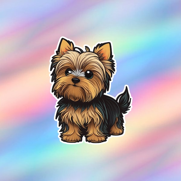 Cute Yorkshire Terrier Sticker Kawaii Yorkshire Terrier Sticker Vinyl Dog Laptop Sticker Animal Water bottle sticker Tumbler sticker