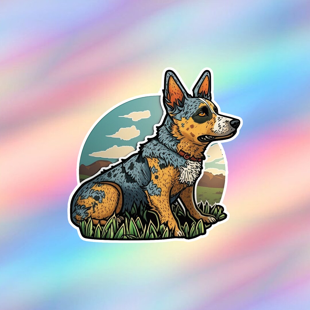 Cute Australian Cattle Dog Sticker Kawaii Australian Cattle Dog Vinyl
