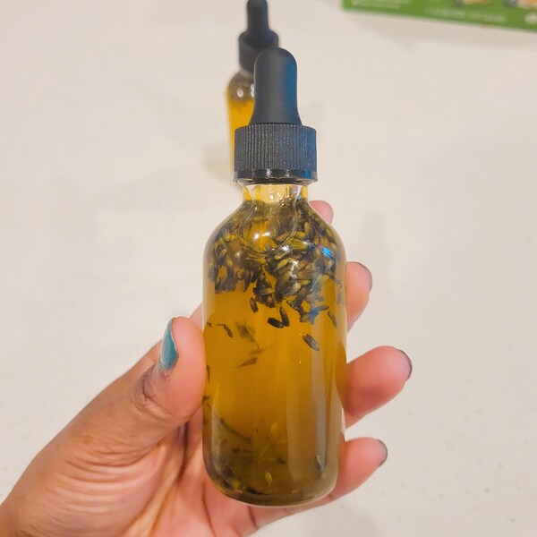 Lavender Jojoba Body Oil, Infused herbal oil, oragnic dried lavender flowers