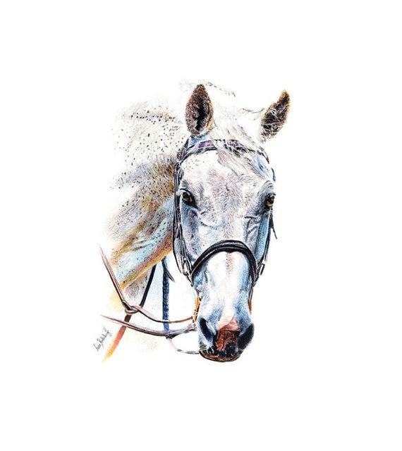 White Horse with Dark Mane Earrings White Horse with Dark Mane Earrings