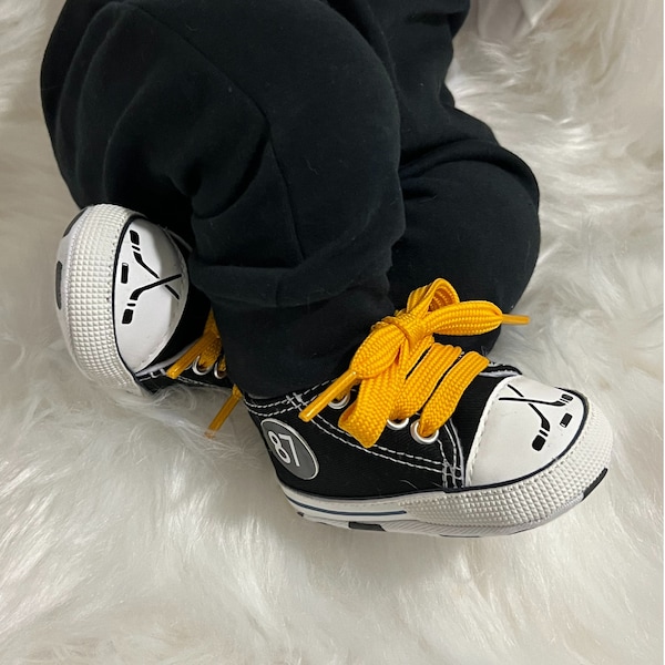 Pittsburgh Hockey Baby Shoes, Sports Baby Shoes, Hockey Baby Shoes, Hard Sole Baby Shoes, Baby Sneakers