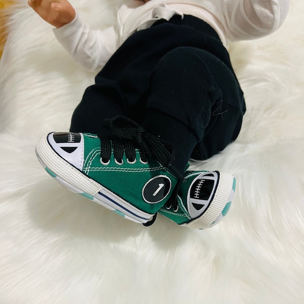 Philadelphia Football Baby Shoes, Sports Baby Shoes, Football Baby Shoes, Hard Sole Baby Shoes, Baby Sneakers