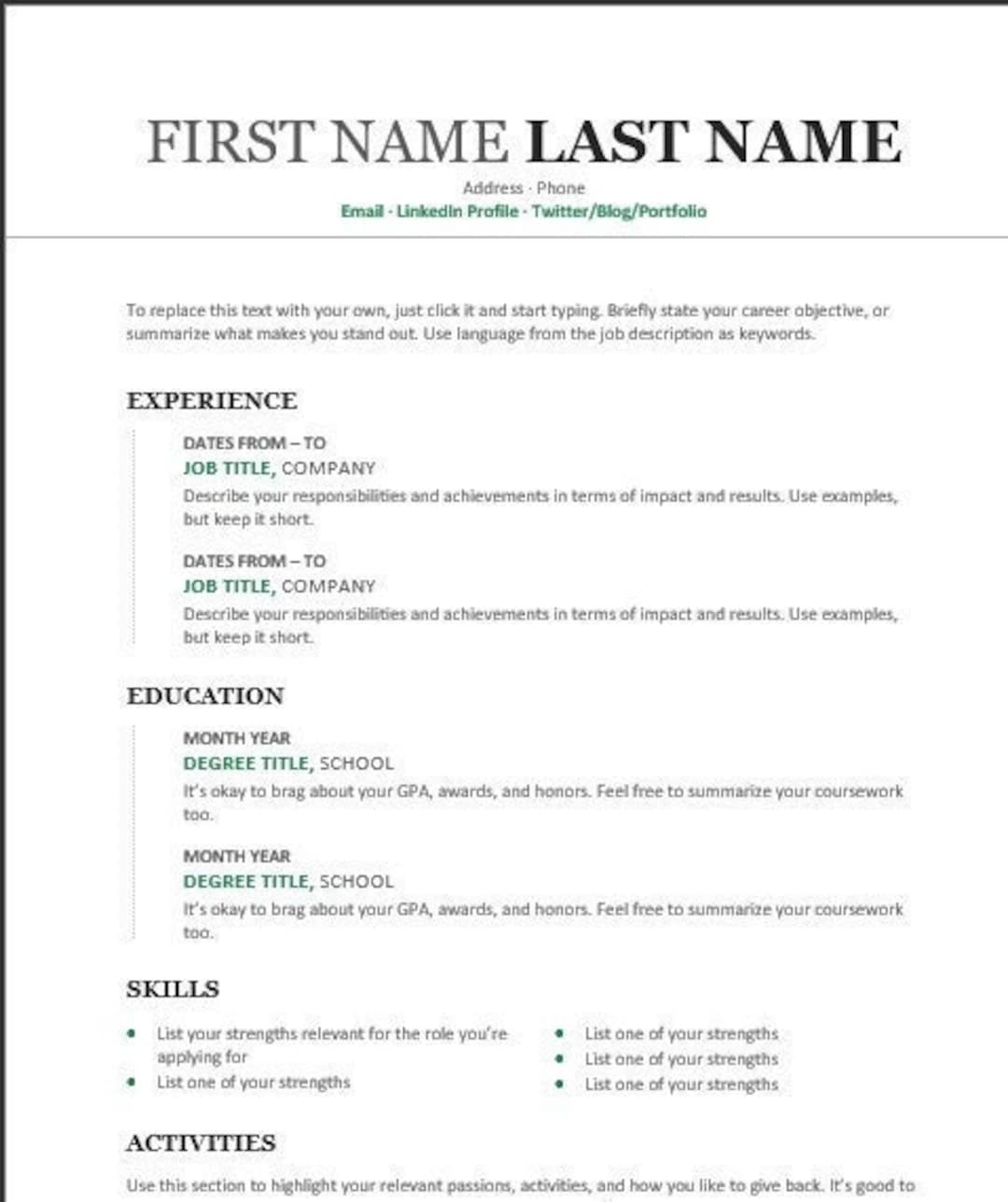Modern Chronological Resume Etsy - Il 1080xN.4731395759 Ggkv 