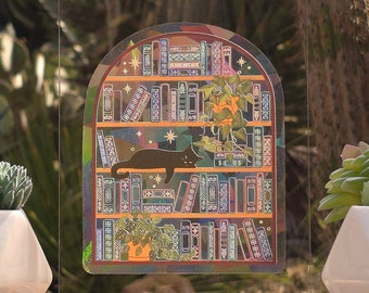 SUNCATCHER Mystical Bookshelf | Rainbow Suncatcher, Sticker, Rainbow Maker, Decal, Window Decal, Window Sticker 5&quot;