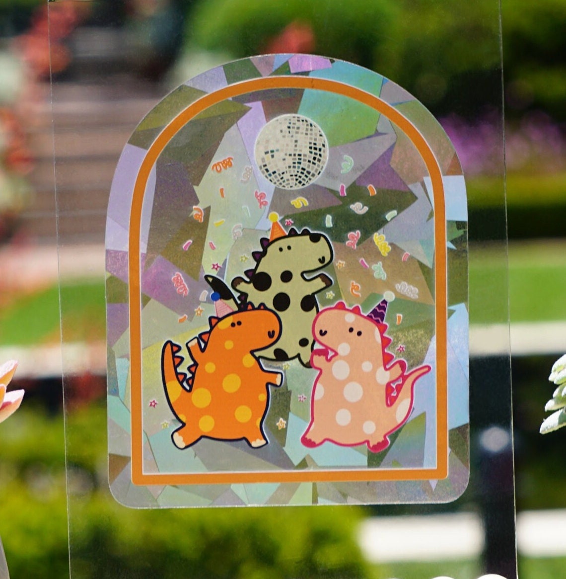 SUNCATCHER Dinosaurs Party Rainbow Suncatcher Sticker Etsy