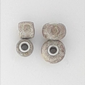 Handmade Pickled Petoskey Stone Bead with Sterling Silver inserts