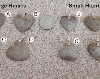 Handmade Petoskey Stone Heart Pendants with Sterling Silver