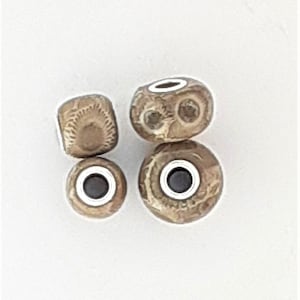 Handmade Petoskey Stone Beads with Sterling Silver inserts
