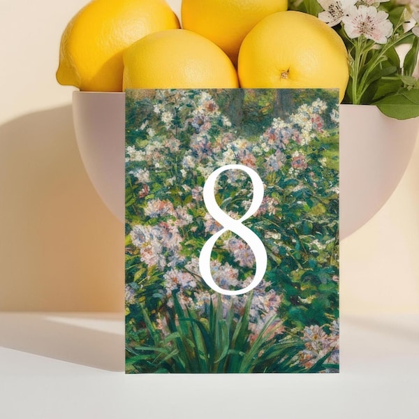 Botanische bruiloft tafelnummers | Fine Art bruiloft tafelnummers | Afdrukbare tafelborden met botanische groen | Decoratie bruiloft tuin