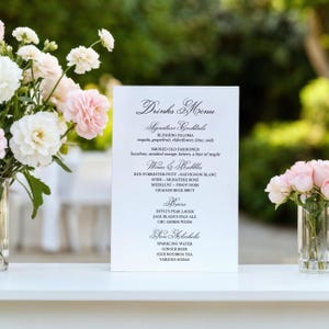 Minimalist Wedding Bar Menu: Modern Calligraphy Drinks Sign
