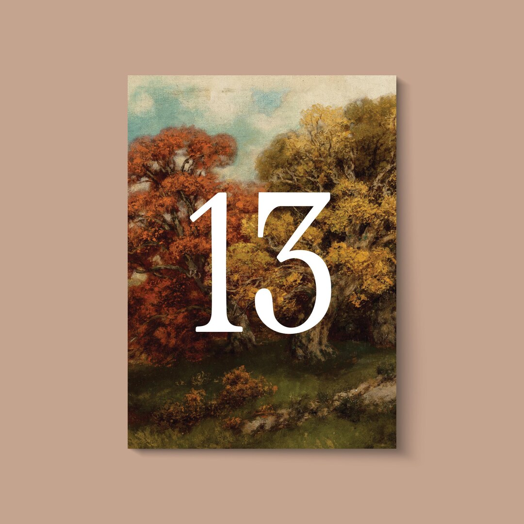 Fall Table Numbers Fall Wedding Foliage Fine Art Wedding Table Numbers | Autumn Wedding ...