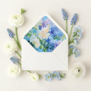 Wisteria & Hydrangea Envelope Liner, Spring Pastel Envelope, Envelope Liner Template Bundle, Wedding Invitation Liners, Spring Bridal Shower