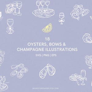 Handdrawn Oyster Illustrations, Whimsical Wedding Invitation Doodles Oysters, Coastalcore Bachelorette, Coastal Beach Wedding SVG Png
