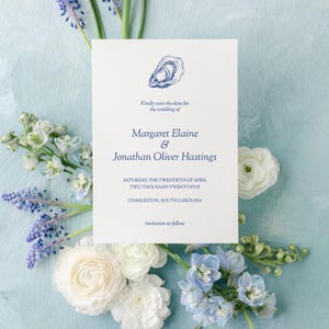 5x7 Hand-Drawn Oyster Save the Date Template | Printable Coastal Wedding Invite | Cape Cod Charleston Beach Coastalcore Wedding Invite