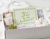 Printable Will You Be My Bridesmaid Card | Green Striped Wavy Border | Handwritten Whimsical Bridesmaid Proposal | Maid of Honor Card