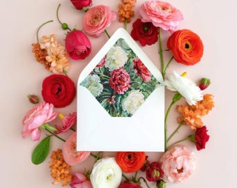 Romantische rozen vintage kunst envelop voering, afdrukbare voeringen voor A7 Euro flap enveloppen, romantische bruiloft uitnodiging envelop voeringsjabloon