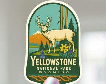 Yellowstone National Park Sticker: Vintage Waterproof Vinyl Decal, Laptop/Car Bumper