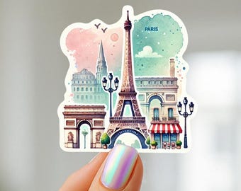 Paris France Sticker: Eiffel Tower Waterproof Vinyl Decal for Water Bottles & Laptops