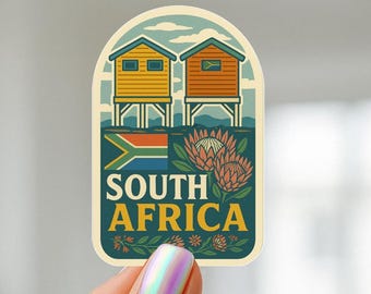 South Africa vintage style Travel Sticker: Waterproof Retro Vinyl Decal