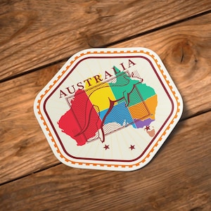 Colorful Australia Map Sticker: Waterproof Vinyl Travel Decal