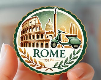 Rome Italy Sticker: Weatherproof Sticker, Travel Journal, car Decal
