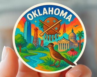 Oklahoma Watercolor Sticker: Weatherproof Vinyl Decal