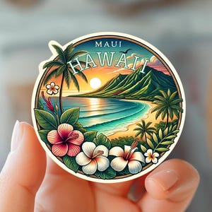 Maui Hawaii Sticker: Waterproof Vinyl Decal, Travel Art