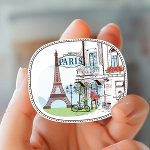 Paris Sticker, Eiffel tower, Paris Decor, Journal Sticker, Paris Vinyl Sticker, travel ephemera, waterproof vinyl sticker