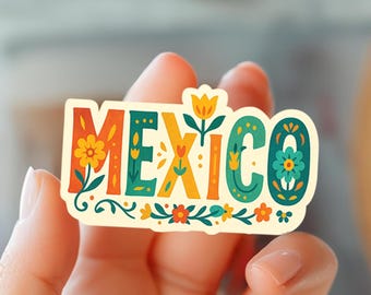 Mexico Vinyl Sticker: Floral Travel Decal, Waterproof