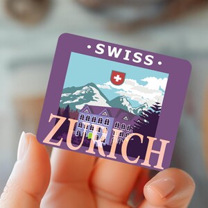 Swiss Decals Sticker, Switzerland Vinyl  Sticker,  Zurich sticker, Journal Sticker, travel ephemera, waterproof vinyl sticker