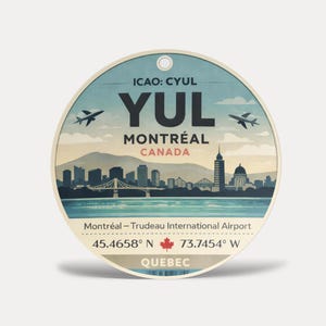 Vintage Montreal YUL Trudeau Airport Sticker - Montréal Canada Aviation Decal Boarding Pass Decal