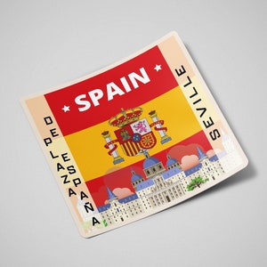 Spain Vinyl Sticker Sticker, Spain Seville sticker Decal for suitcase, water bottle, luggage, travel gift