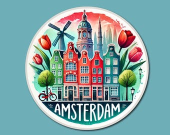 Amsterdam Travel Sticker: Waterproof Matte Vinyl Decal