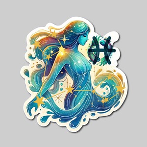 Pisces zodiac sign sticker, Astrology sticker Waterproof, Die Cut sticker, water bottle sticker