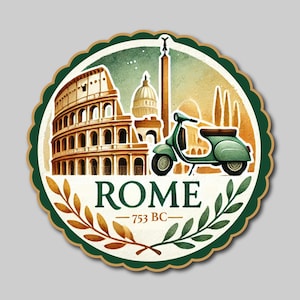 Rome Italy Sticker: Travel Journal, Waterproof Vinyl Decal