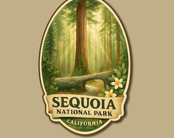 Calcomanía de vinilo impermeable del Parque Nacional Sequoia, California