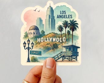 Los Angeles Hollywood Vintage Sticker: Waterproof Vinyl Matte Travel Decal