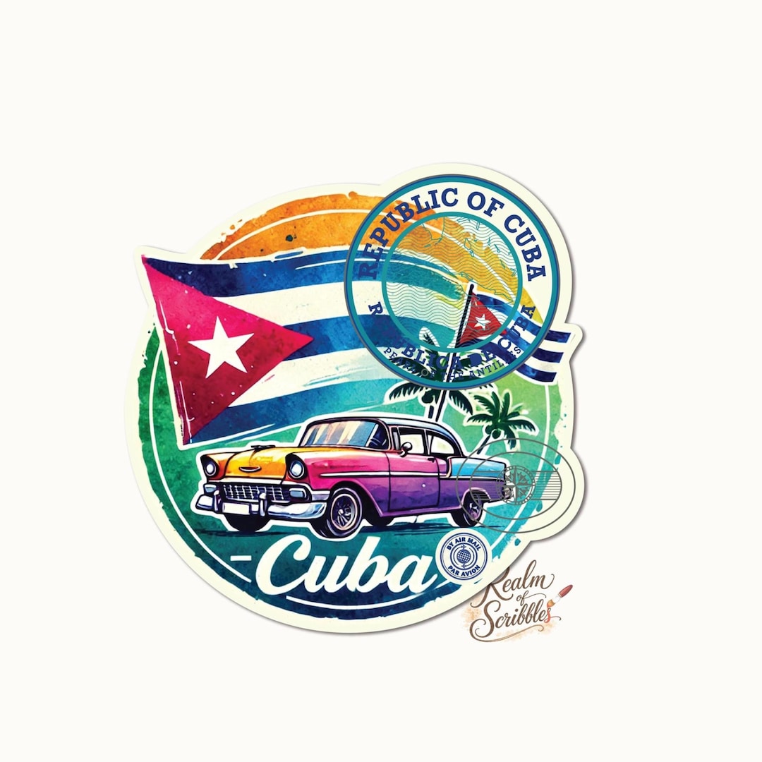 Cuba Travel Sticker: Waterproof Vinyl, Watercolor Style - Etsy