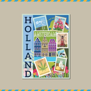 Holland Stickers, Amsterdam Stickers, Travel Stickers, Laptop Vinyl Sticker, vinyl decals, travel ephemera, waterproof vinyl sticker
