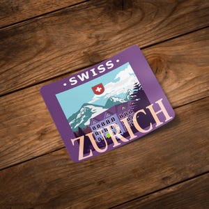 Swiss Zurich Sticker: Waterproof Vinyl Travel Decal