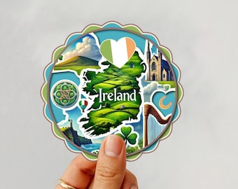 Watercolor Ireland Travel Sticker: Waterproof Vinyl Decal