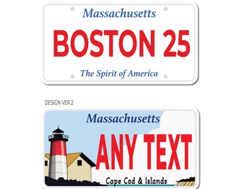 Personalized Massachusetts License Plate Sticker: Waterproof Vinyl Decal