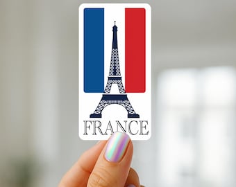 France flag, Eiffel Tower Sticker: Paris France Travel, Waterproof Vinyl Decal