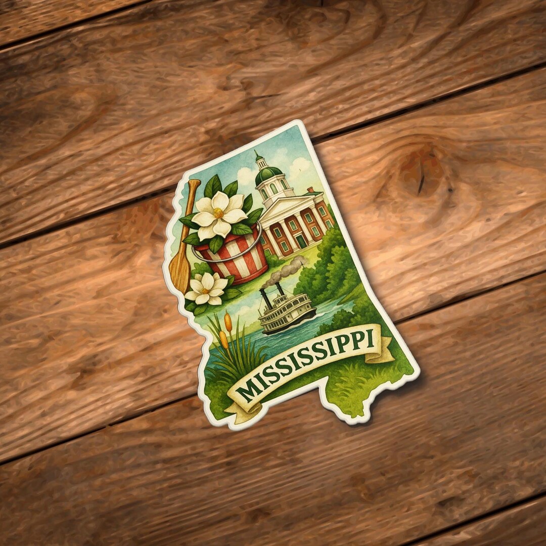 Ms Labonz Sticker Watercolor Mississippi Sticker: Retro Travel Decal - Etsy