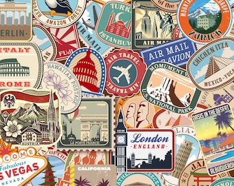 Vintage Travel Sticker Pack: Weatherproof Vinyl Decals, Handmade in California