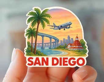 San Diego Watercolor Sticker: Waterproof Vinyl Travel Art
