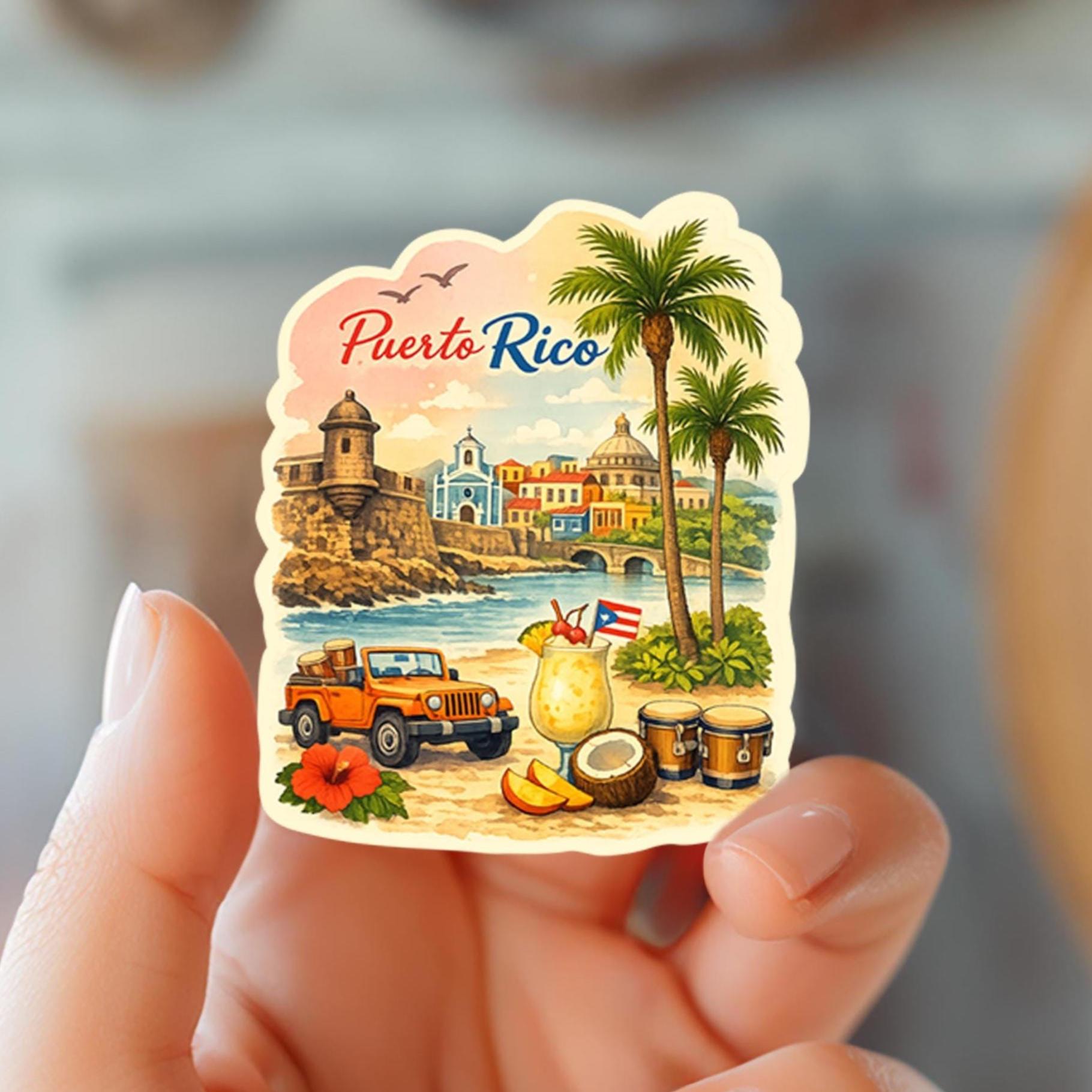 Puerto Rico Auto Sticker Puerto Rico Sticker: Watercolor Travel Decal, Waterproof Vinyl - Etsy